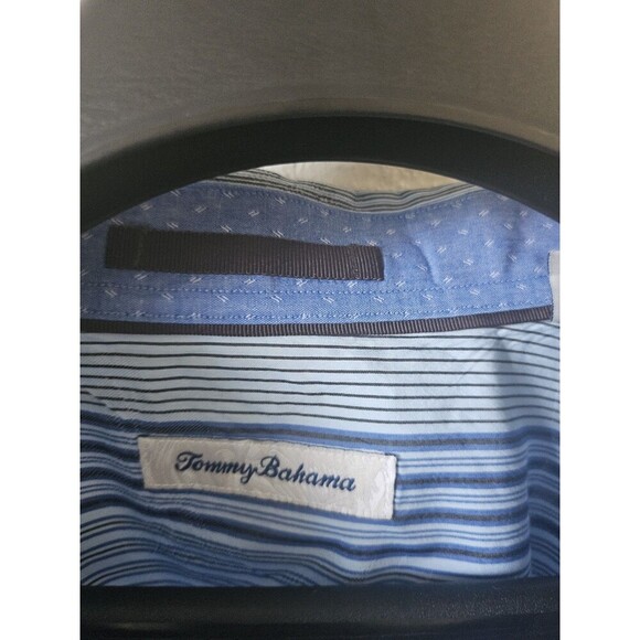 Tommy Bahama Men's, Died Striped Long Sleeve Silk Shirt, Aqua Ice, Size XL. - Picture 5 of 12